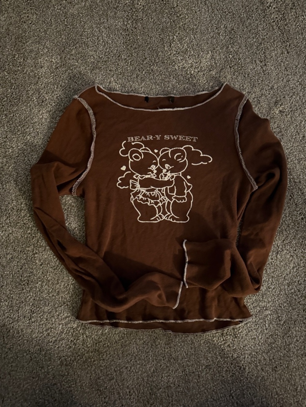 Bear-Y Sweet Brown Graphic Long Sleeve Top